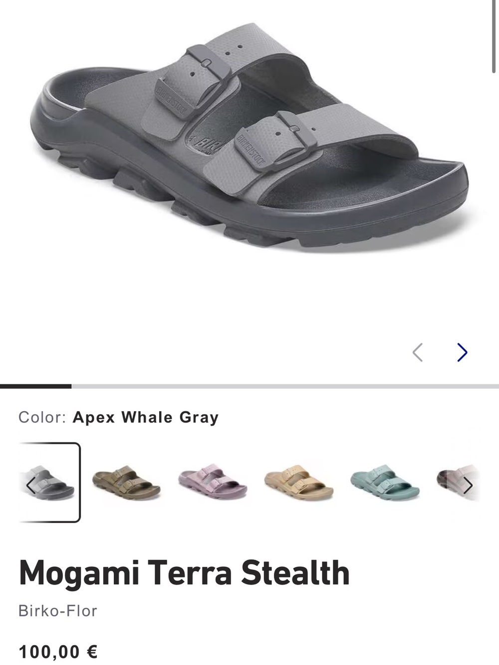Birkenstock women’s Mogami Terra Stealth Sandal in Apex Whale Gray